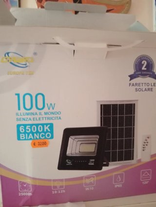 Faretto LED Solare 100W 6500K Bianco