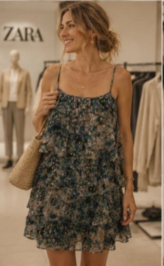Vestido Zara volantes estampado nuevo T. S