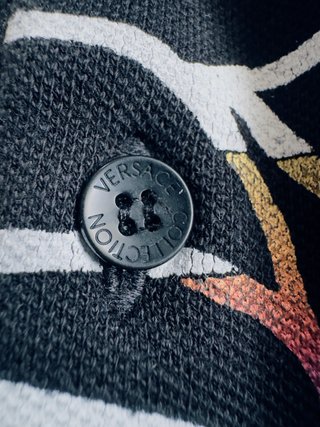 Polo Versace Collection nero con stampa