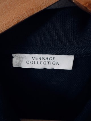 Polo Versace Collection nero con stampa