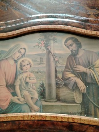 Antico Quadro Sacra Famiglia Arte Devozionale