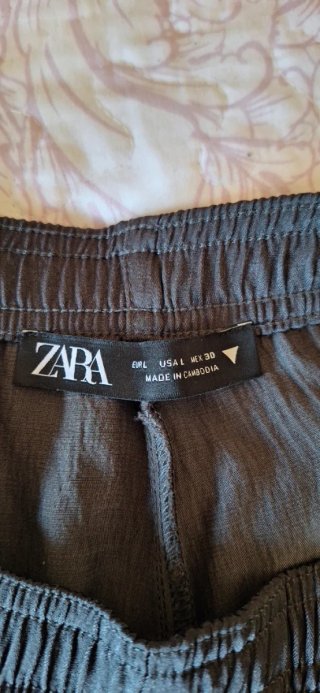 Pantalón Zara ancho T L gris Nuevo