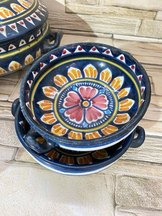 Zuppiera e 6 ciotole Vietri ceramica