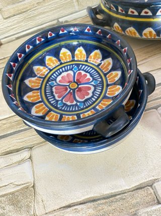 Zuppiera e 6 ciotole Vietri ceramica