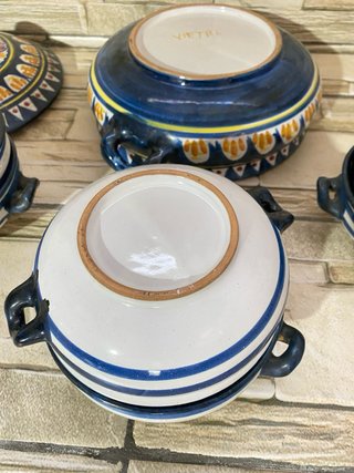Zuppiera e 6 ciotole Vietri ceramica