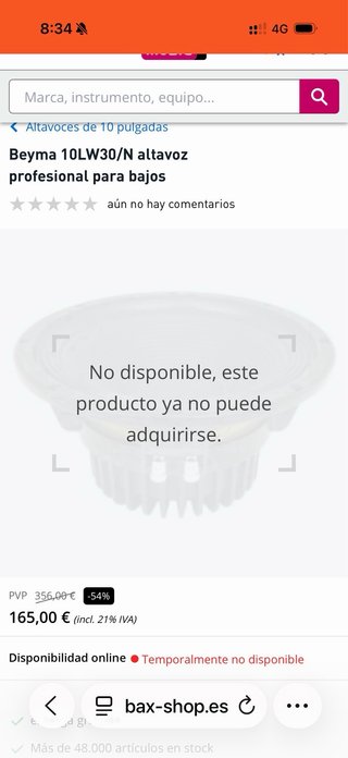 Altavoz Beyma 10LW30/N Nuevos (Varias Unidades)