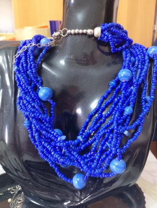 Collana Vetro Blu Cobalto