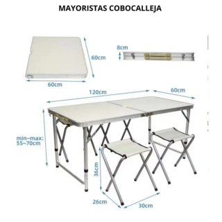 MESA PLEGABLE CAMPING PLAYA PISCINA + 4 SILLAS
