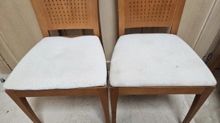 Mesa extensible de comedor madera maciza y sillas