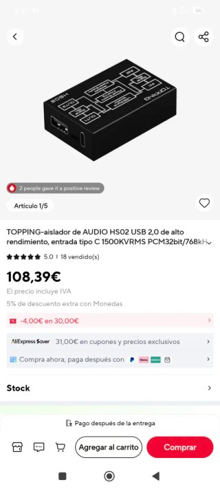 TOPPING Aislador de Ruido USB