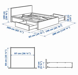 IKEA MALM Cama 140x200 de 4 cajones color Blanco