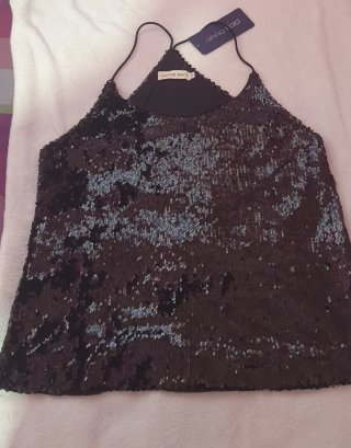Top lentejuelas Anna Kaci negro