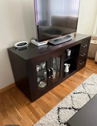 Aparador Mueble Salón Madera maciza y Cristal