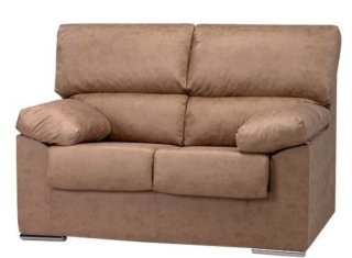Sofá 2 plazas beige/marrón tela