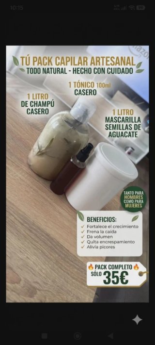 Pack Capilar Artesanal: Champú, Tónico y Mascarill