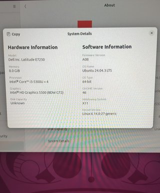 2xDell E7250 Pantalla Rota Funciona Monitor Extern