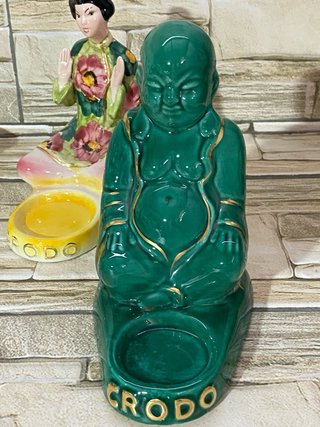 Set 2 Portacandele Buddha e Geisha Crodo Vintage