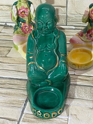 Set 2 Portacandele Buddha e Geisha Crodo Vintage