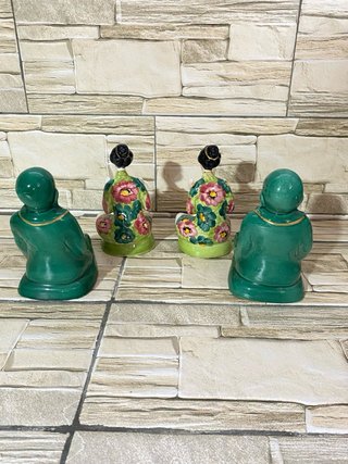 Set 2 Portacandele Buddha e Geisha Crodo Vintage