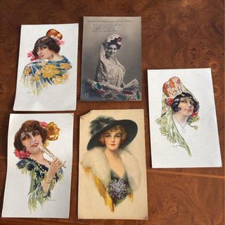5 Postales Antiguas Mujeres Principios S. XIX