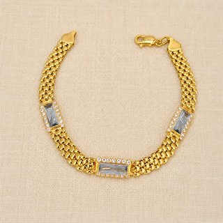 Pulsera Oro 18k Aguamarinas Diamantes BARC-TRA2389