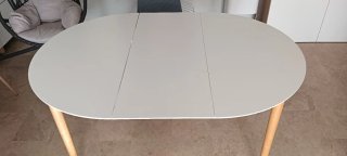 Mesa de comedor redonda madera blanca 2 extensio
