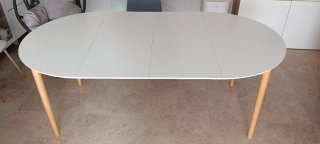 Mesa de comedor redonda madera blanca 2 extensio