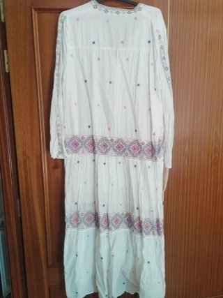 Vestido Zara blanco bordado tipo ibicenco