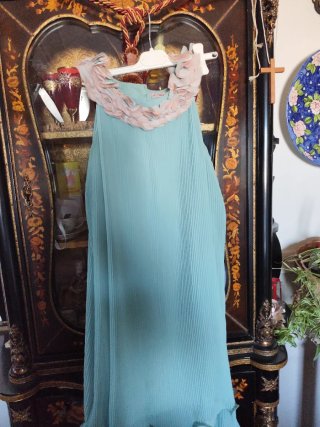 Vestito ragazza azzurro con rouches