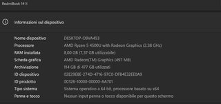 Notebook Xiaomi Redmibook 14 Ryzen 5 / 512GB SSD