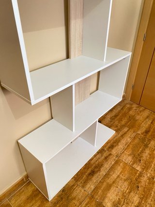 Estantería Madera Blanca y Beige