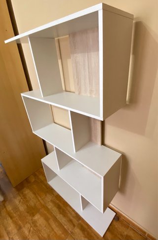 Estantería Madera Blanca y Beige