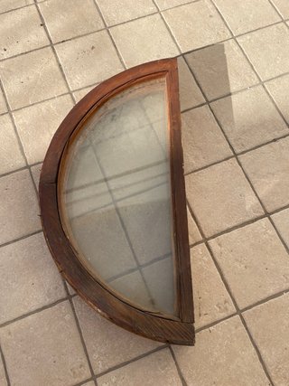 3 ventanas redondas madera con cristal y sin Marco