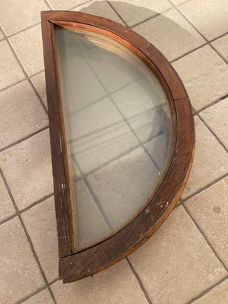 3 ventanas redondas madera con cristal y sin Marco