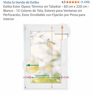 Estor Opaco Térmico Estika sin Taladrar