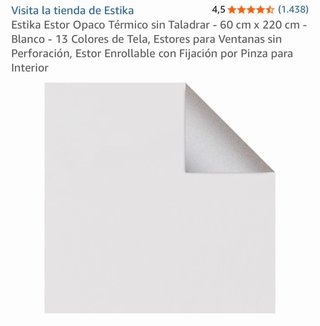 Estor Opaco Térmico Estika sin Taladrar