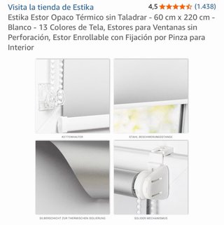 Estor Opaco Térmico Estika sin Taladrar