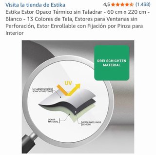 Estor Opaco Térmico Estika sin Taladrar