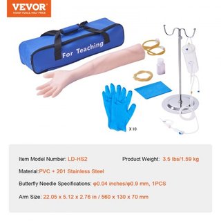Kit de Práctica de Flebotomía, Kit de Entrenamiento Intravenoso de Venopunción IV, Kit de Brazo de Práctica IV de Alta Simulación con Bolsa de Transporte, Practica y Perfecciona Habilidades IV, pa...