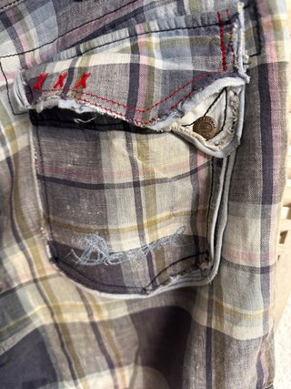 Bermuda Desigual Lino Cuadros Azul T42