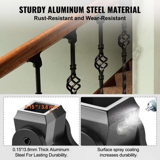 Zapatos de Balustre de Aleación de Aluminio Balustres Cuadrados Balustre Espirales Forjados para Escalera Zapatos Inclinados con Agujeros para Tornillos para Balustres de Escalera de 1/2 Pulgada, ...