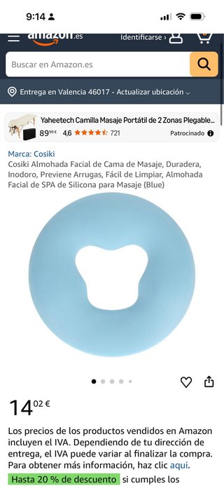 Cojin para camilla de masaje