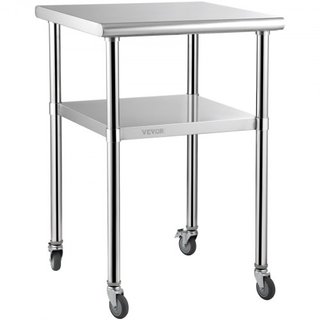 Tavolo di Preparazione in Acciaio Inox, 61 x 61 x 91 cm, Capacità di Carico 272 kg
