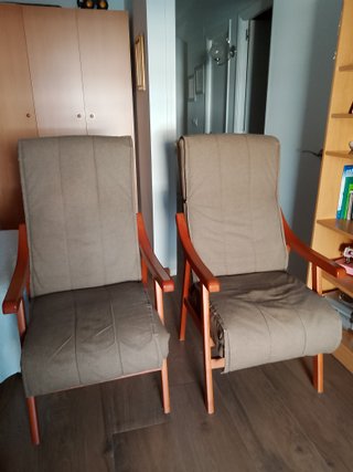 2 Sillones Salón Marrón Tela Madera