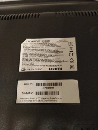 TV Thomson 32HS3033 Negra