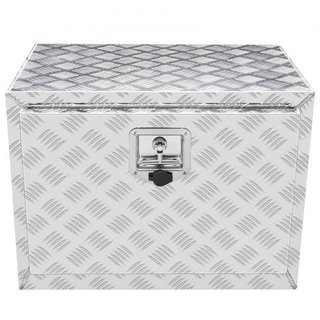 Caja de Camión Inferior, 61 x 35.6 x 40.6 cm Caja de Almacenamiento para Pickup, Caja de Herramientas de Aluminio de Placa de Diamante de Alta Resistencia con Cerradura y Llaves, Caja de Almacenam...