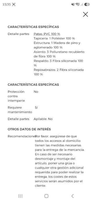 Sofá 3/4 plazas tela gris