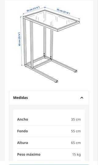 Mesa auxiliar soporte portátil,.marron metal vidri