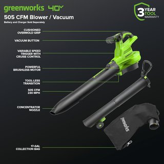 Aspirador/soplador de hojas inalámbrico Greenworks