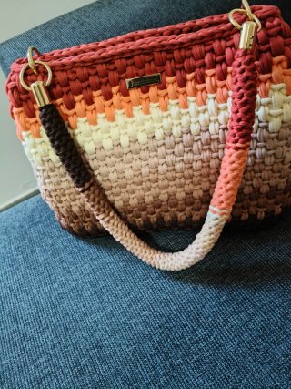 Borsa uncinetto multicolor fettuccia soft lycra